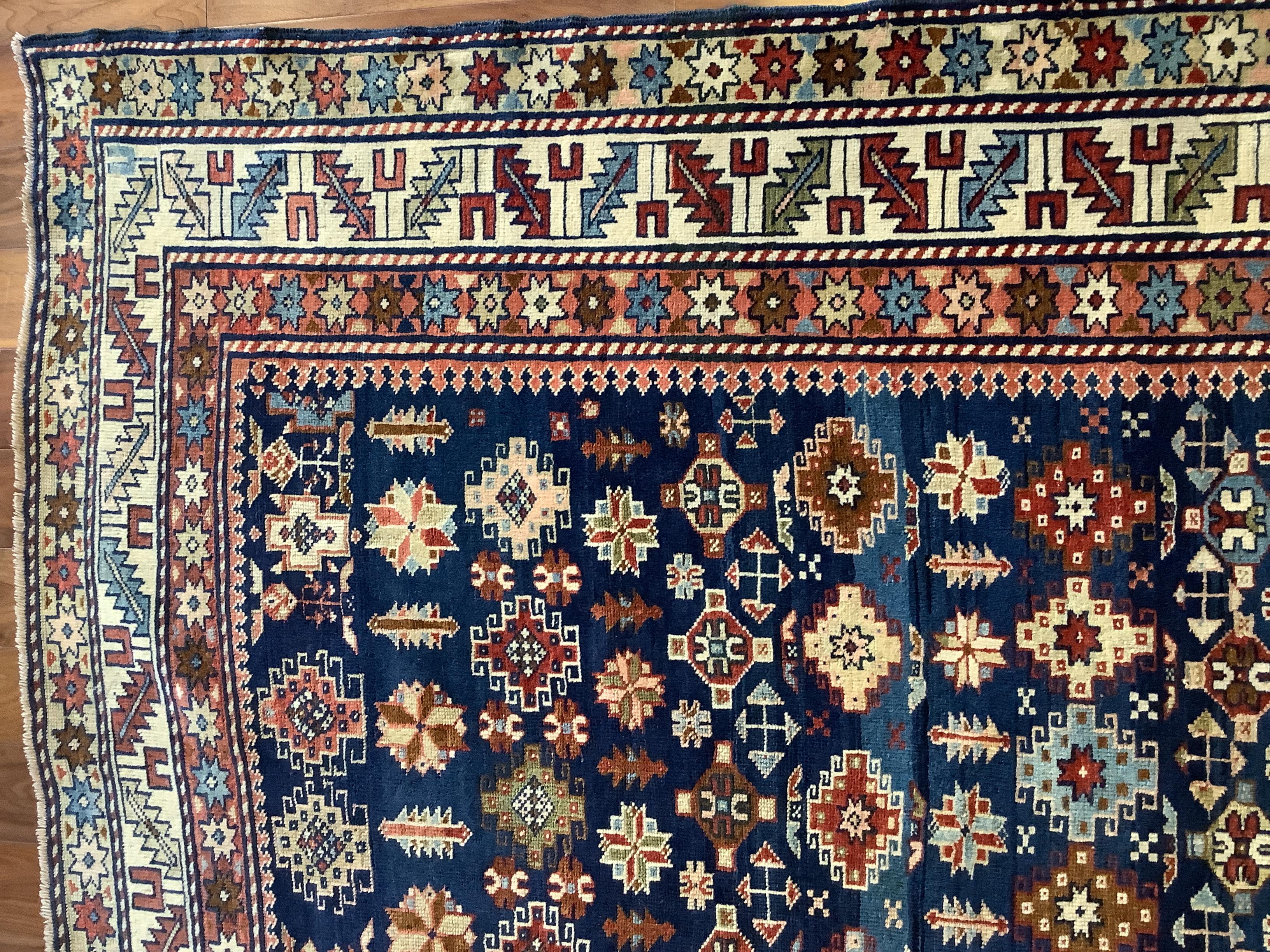 Vegetable Dyed Antique Midnight Blue Shirvan Chi Chi Rug For Sale