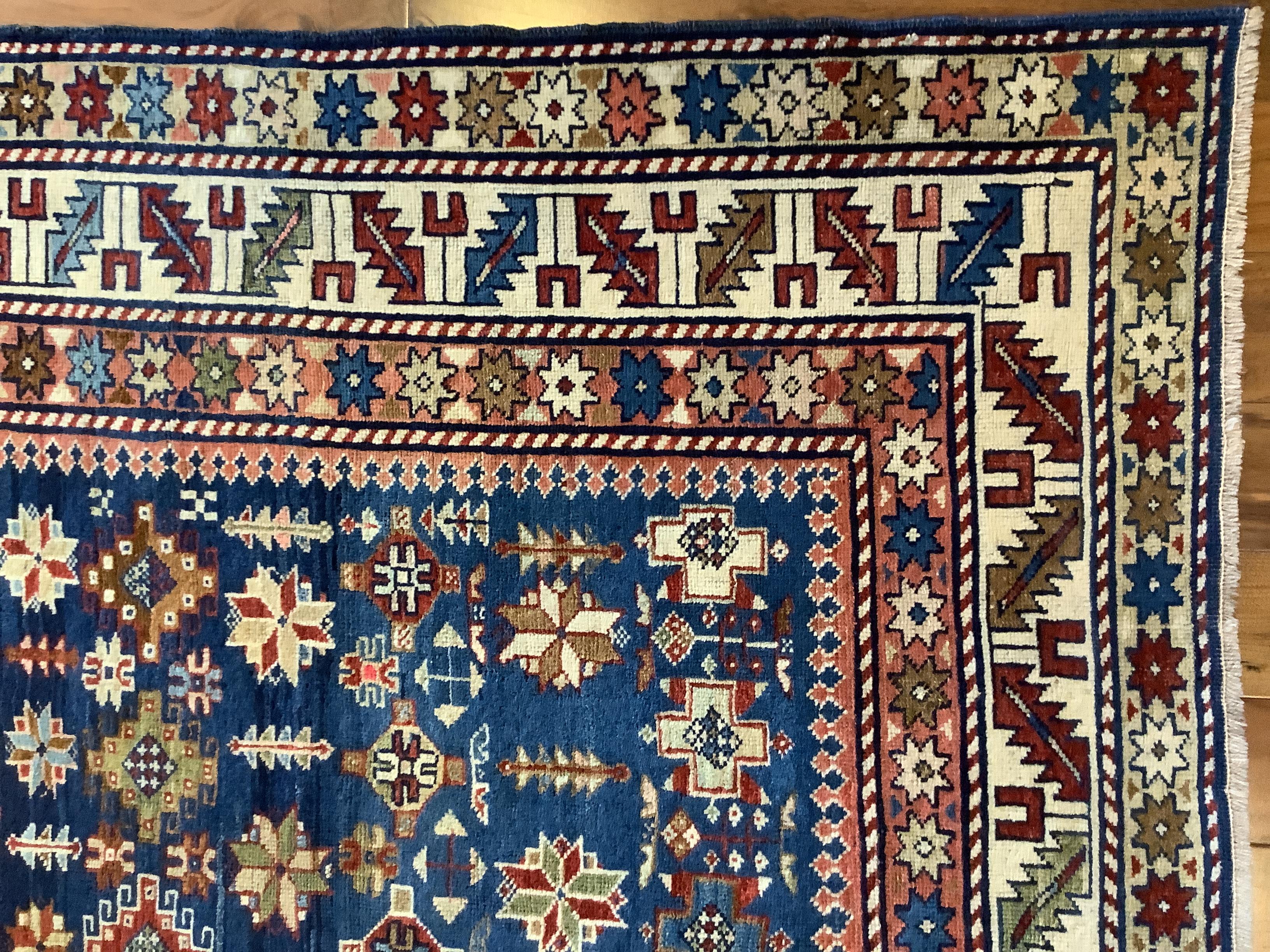 Antique Midnight Blue Shirvan Chi Chi Rug In Excellent Condition For Sale In Beirut, LB