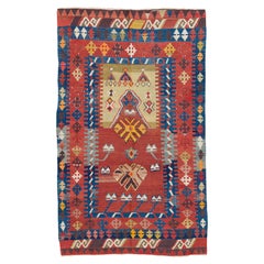 Tappeto antico Mihrab Kilim Lana Vecchio Anatolia Centrale Tessuto a mano Turco