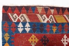 Antique Mihrab Kilim Rug Wool Old Central Anatolian Handwoven Turkish Carpet