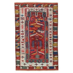Used Milas Prayer Rug - 19th Century Anatolian Rug, Handmade Wool Rug