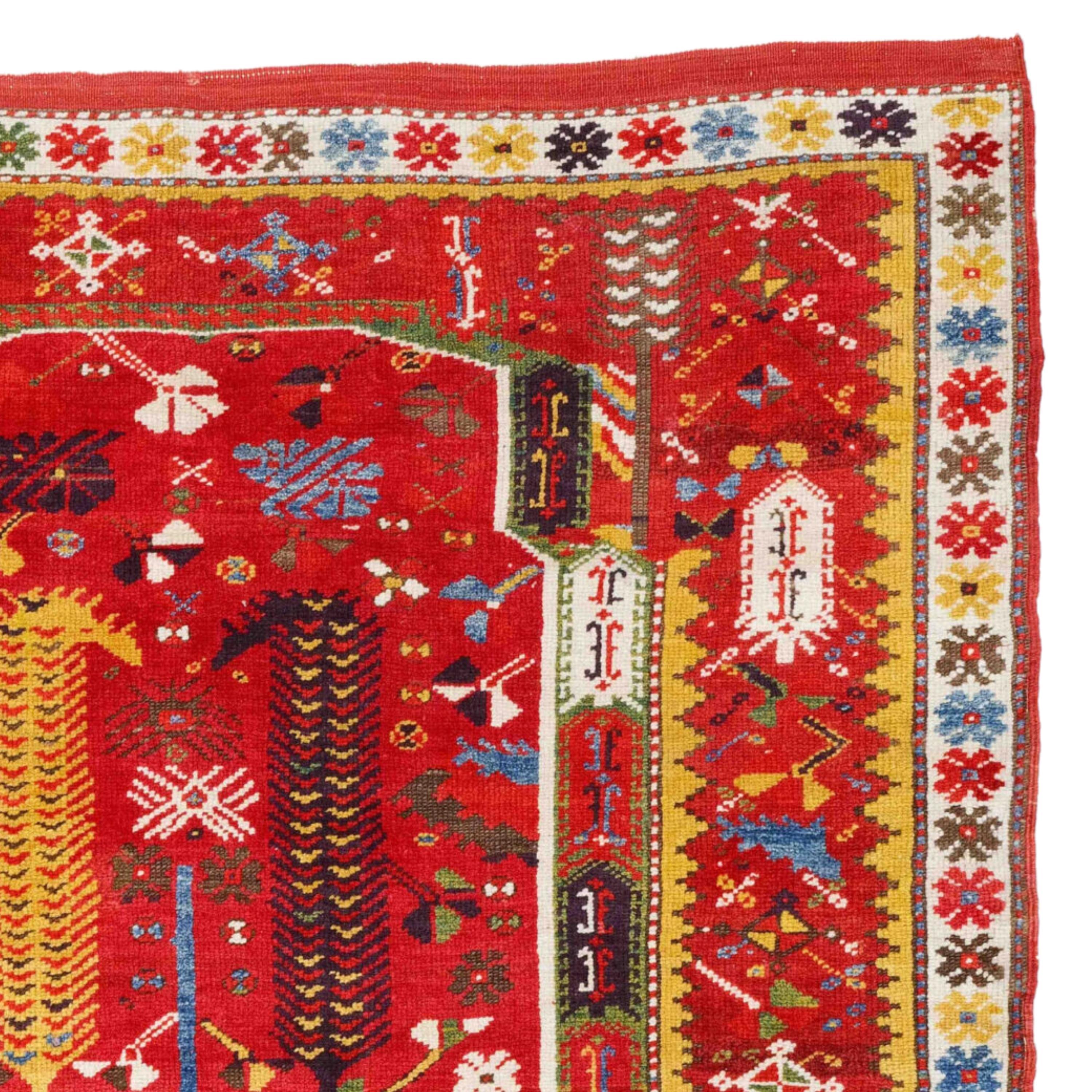 Wool Antique Milas Prayer Rug - 19th Century Turkish Melas Rug, Antique Rug For Sale
