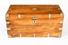 Antique Military Campaign Camphorwood Trunk Coffer 19th Century