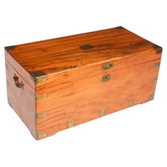 Antique Military Campaign Camphorwood Trunk Coffer 19th Century