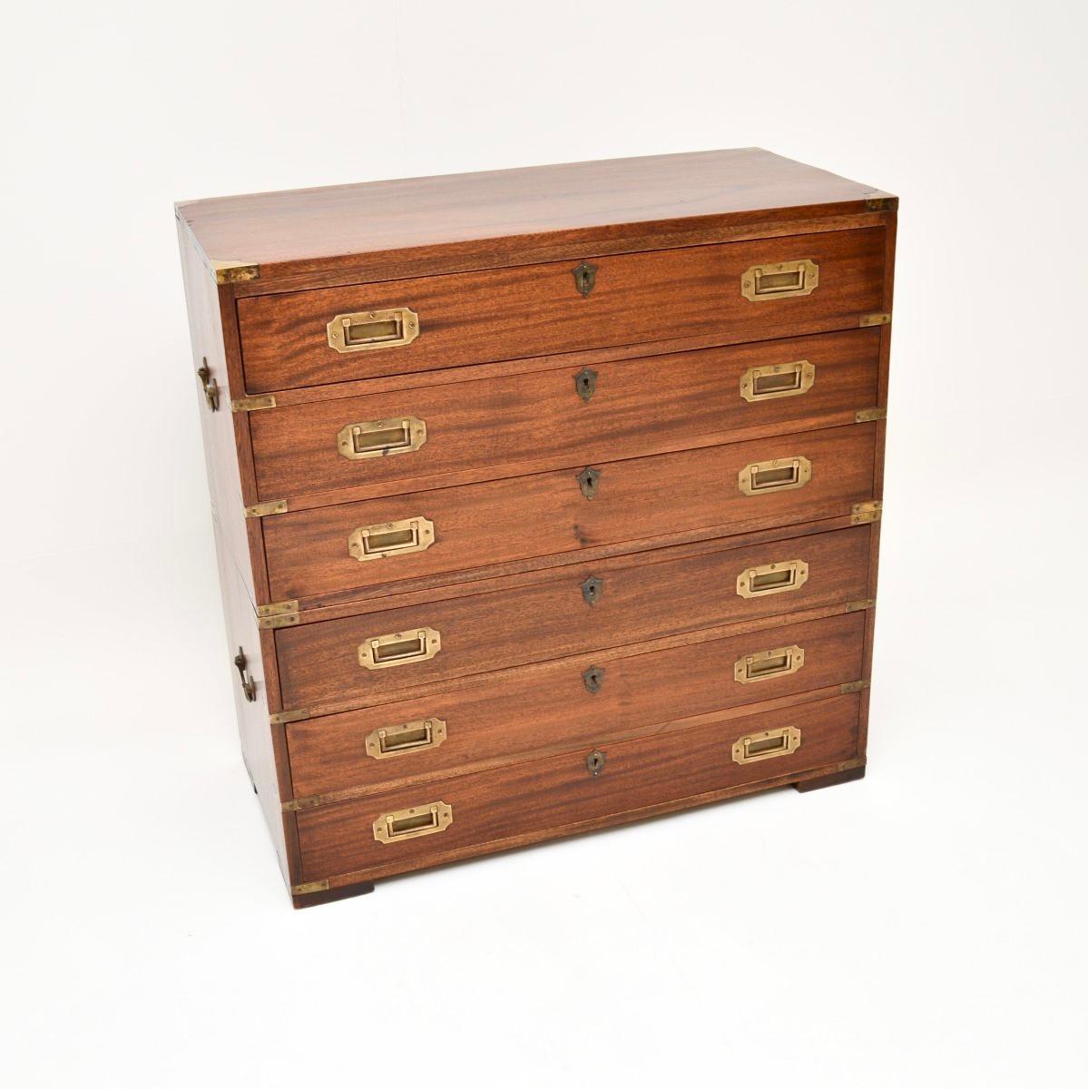 British Antique Military Campaign Chest of Drawers For Sale
