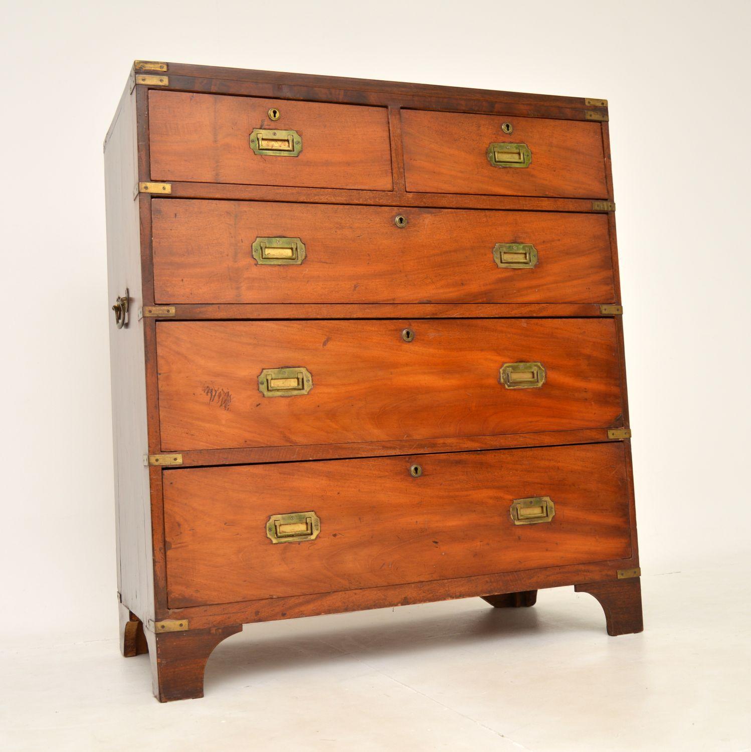 English Antique Military Campaign Chest of Drawers