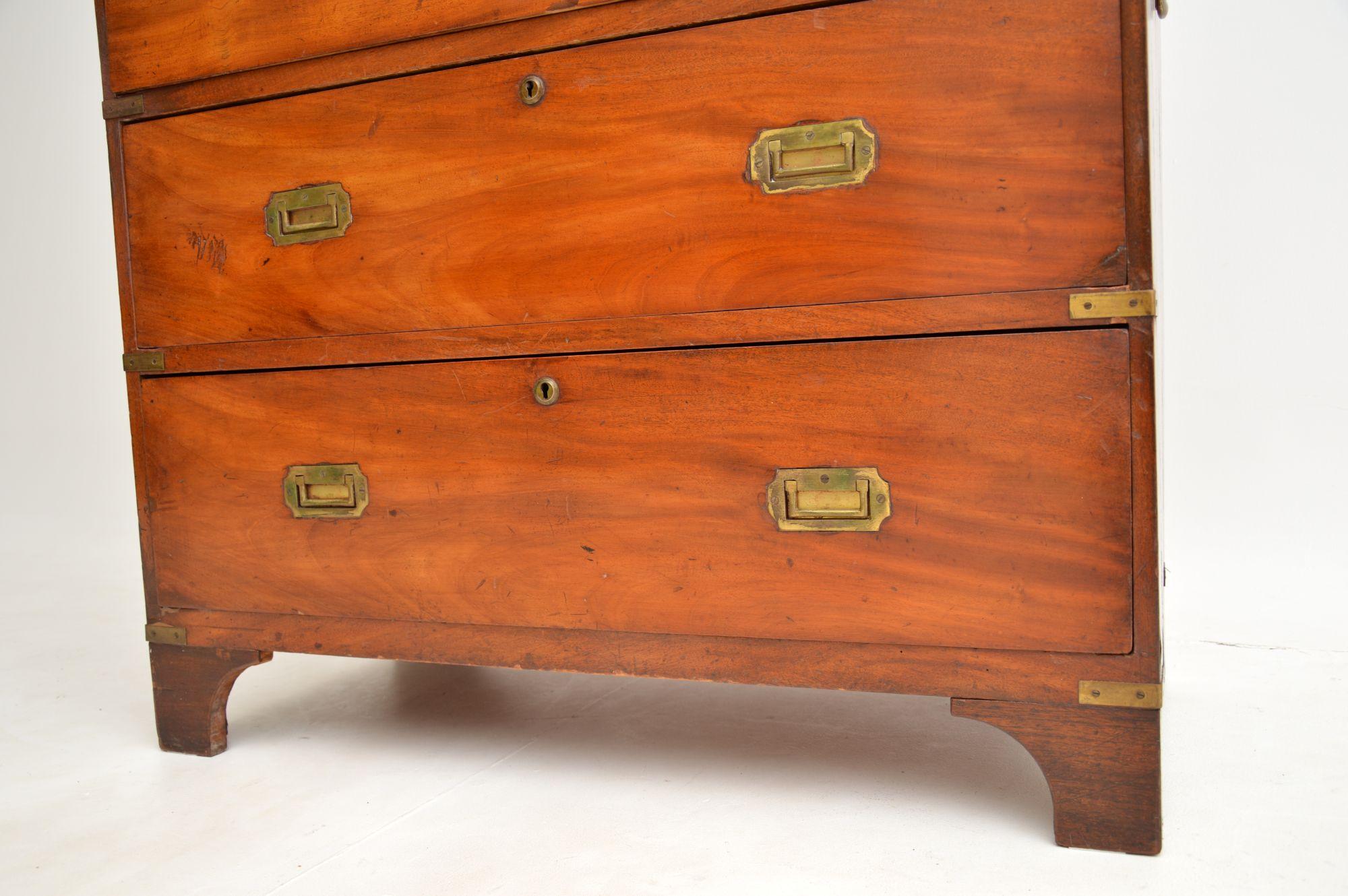 19th Century Antique Military Campaign Chest of Drawers
