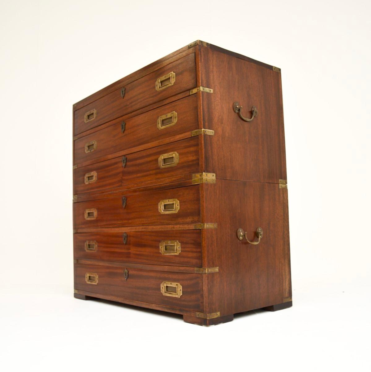 Brass Antique Military Campaign Chest of Drawers For Sale