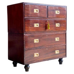 Antique Military Campaign Chest of Drawers Teak Victorian circa 1890 Number 40