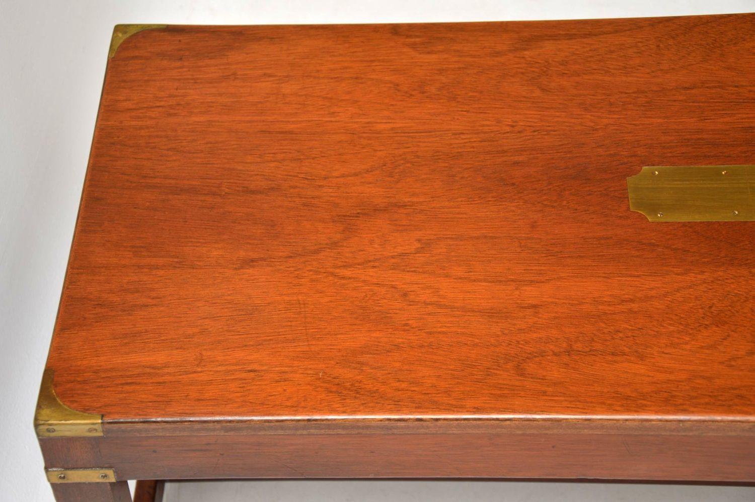 Mid-20th Century Antique Military Campaign Mahogany and Brass Coffee Table