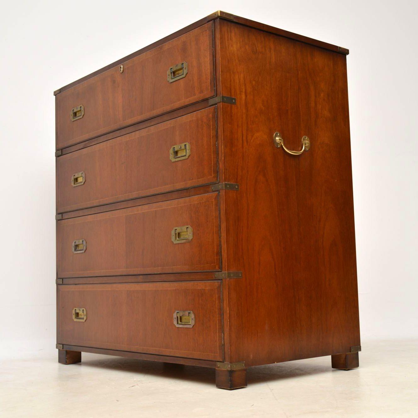 Antique Military Campaign Mahogany Secretaire Chest of Drawers 3