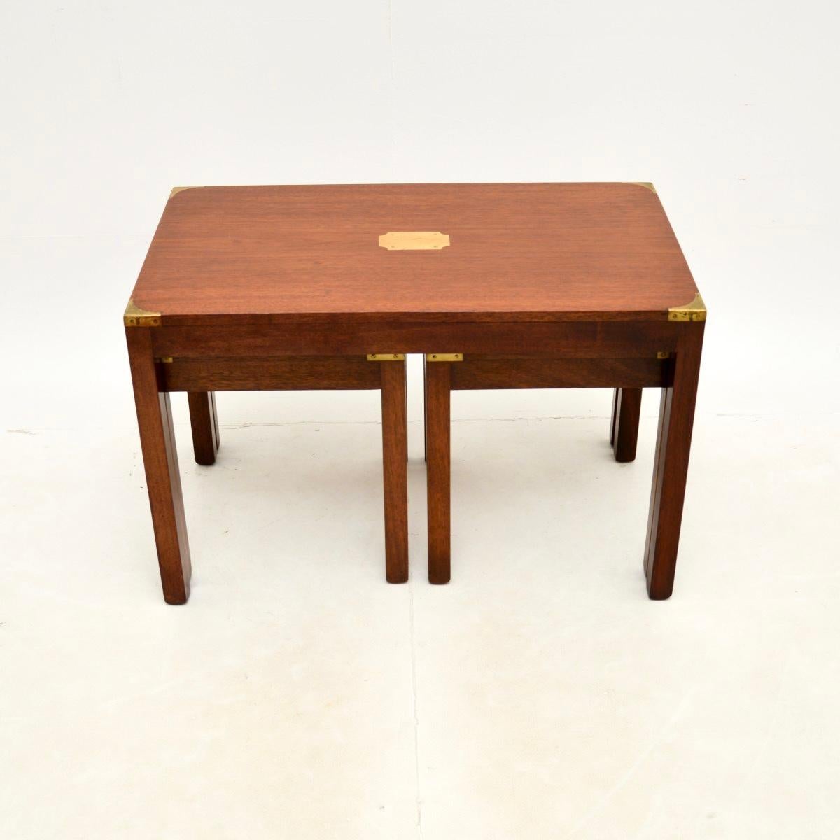 Antique Military Campaign Nesting Coffee Table / Side Tables In Good Condition For Sale In London, GB