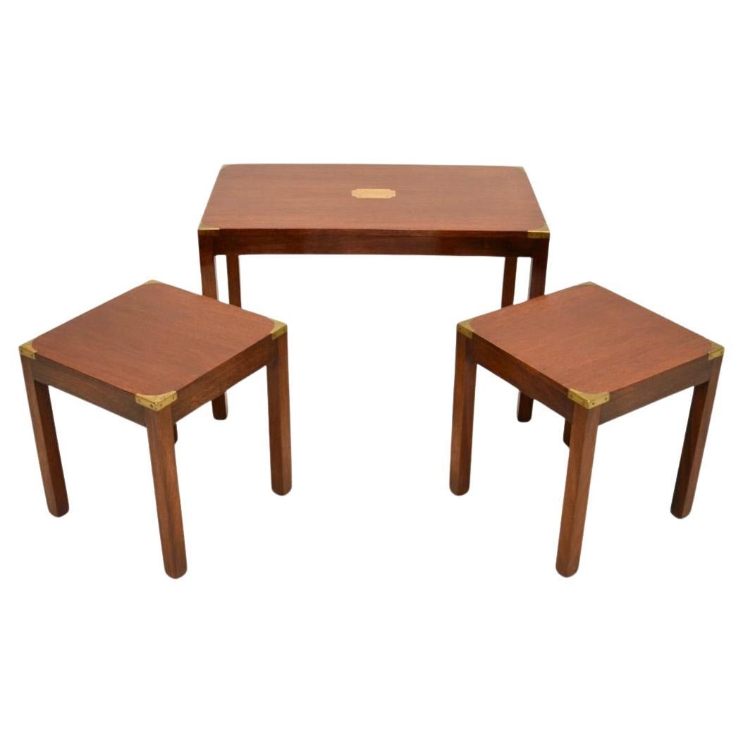 Antique Military Campaign Nesting Coffee Table / Side Tables For Sale