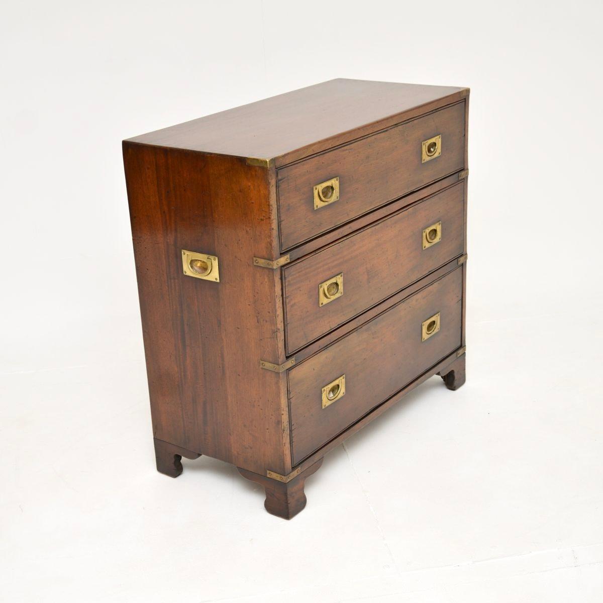 British Antique Military Campaign Style Chest of Drawers For Sale