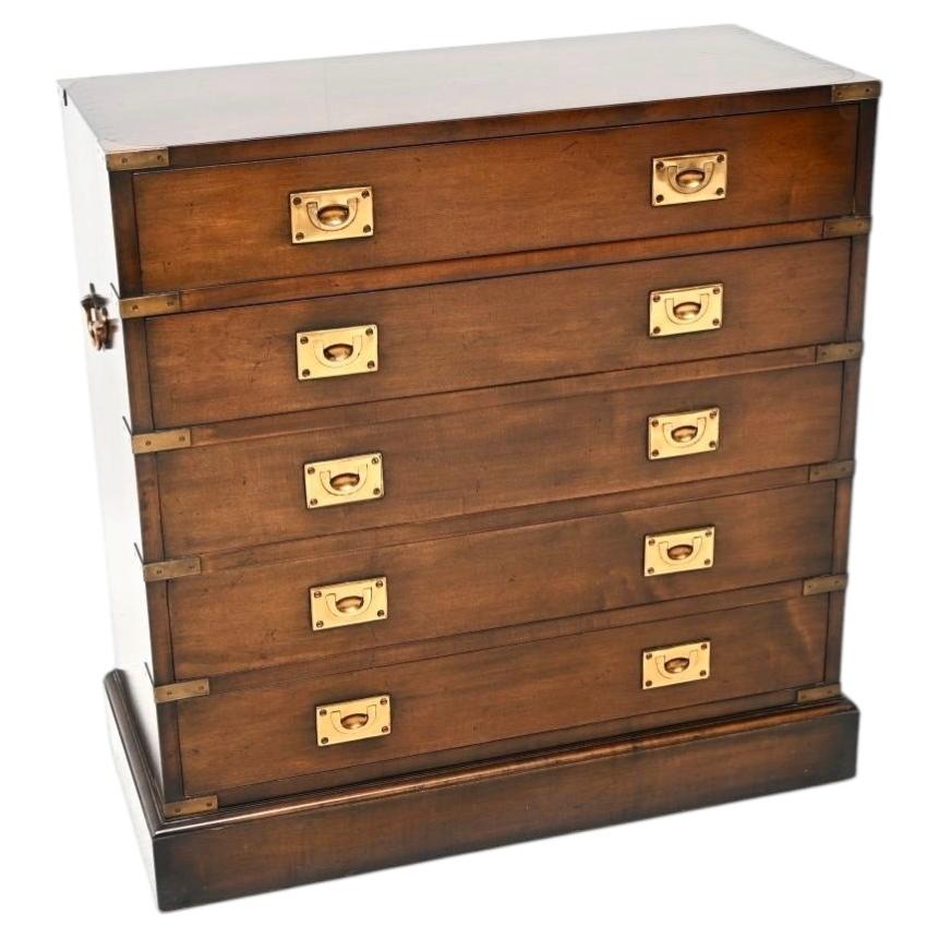 Antique Military Campaign Style Chest of Drawers For Sale