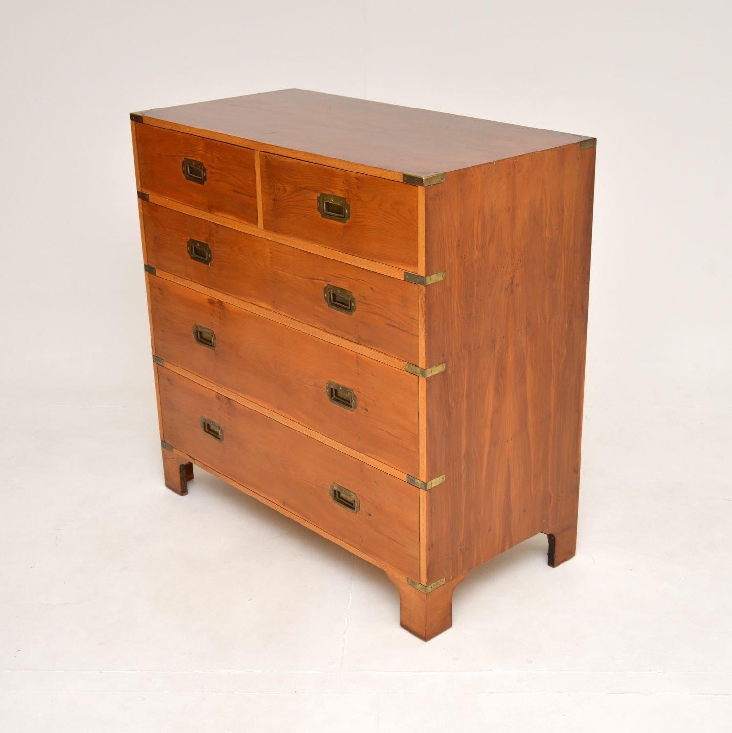 Antique Military Campaign Style Chest of Drawers in Yew 1