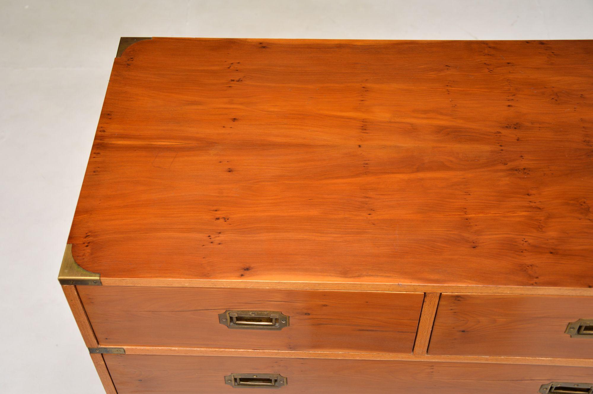 Antique Military Campaign Style Chest of Drawers in Yew 2