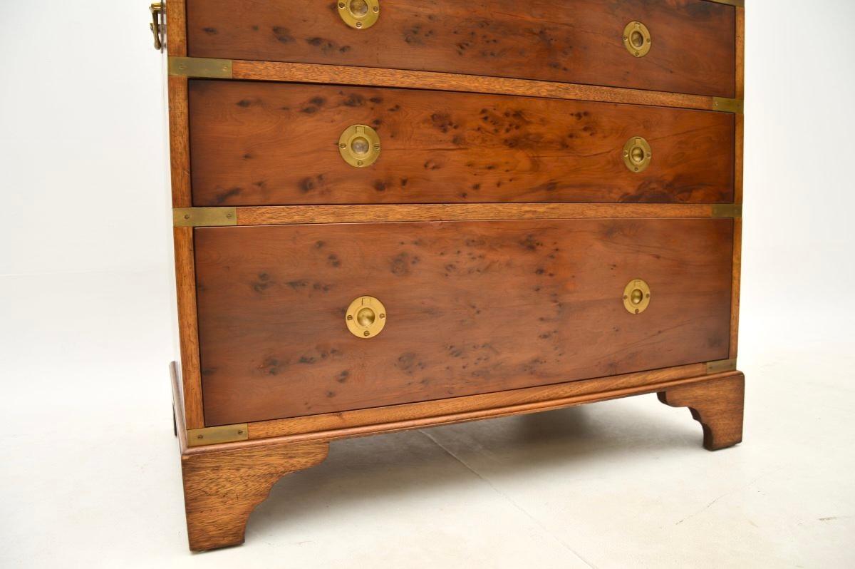 Antique Military Campaign Style Chest of Drawers in Yew Wood For Sale 4