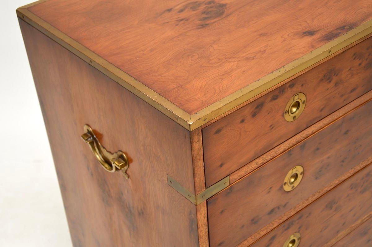 Antique Military Campaign Style Chest of Drawers in Yew Wood For Sale 5
