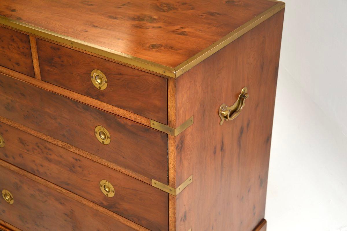 Antique Military Campaign Style Chest of Drawers in Yew Wood For Sale 6