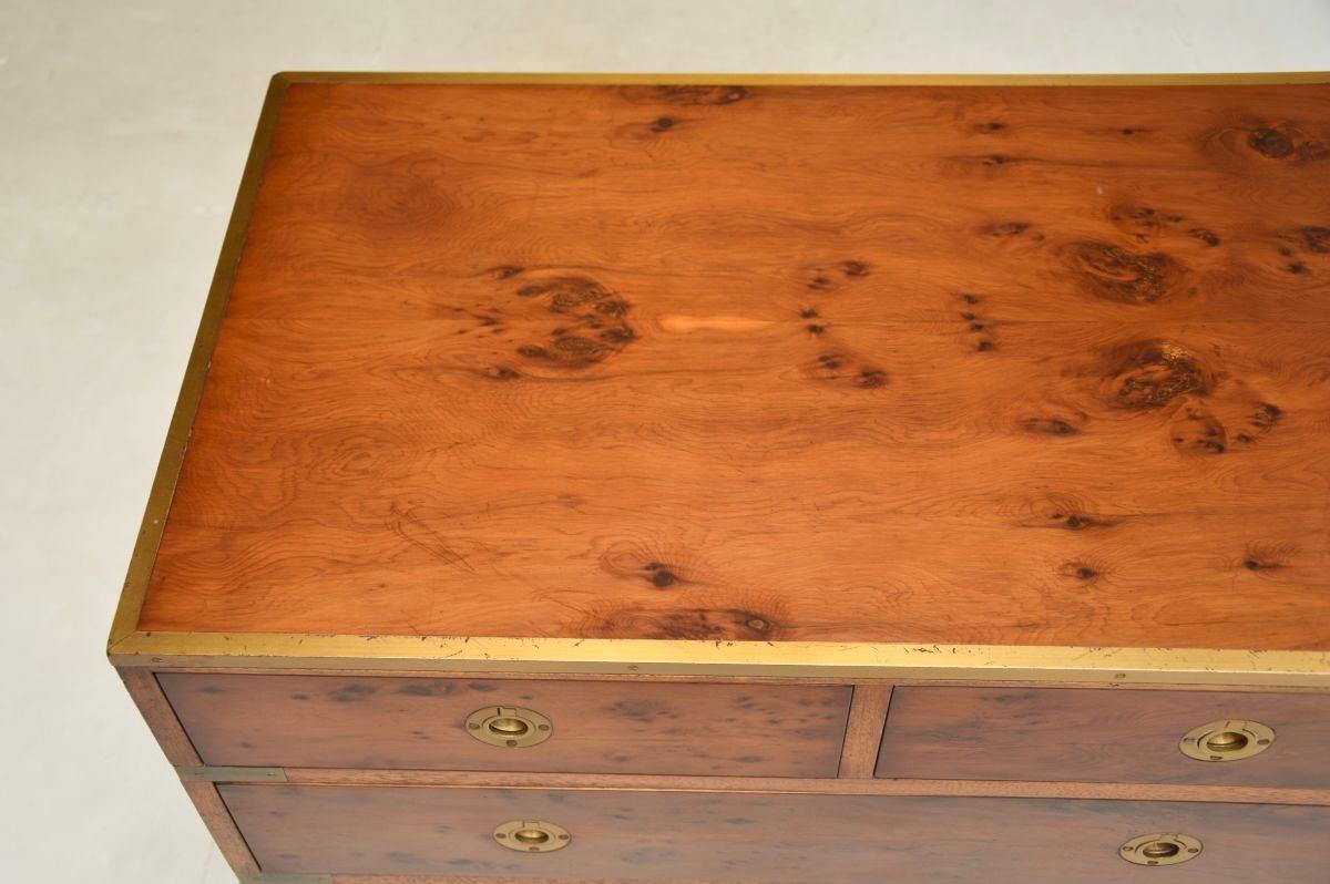 Antique Military Campaign Style Chest of Drawers in Yew Wood For Sale 1