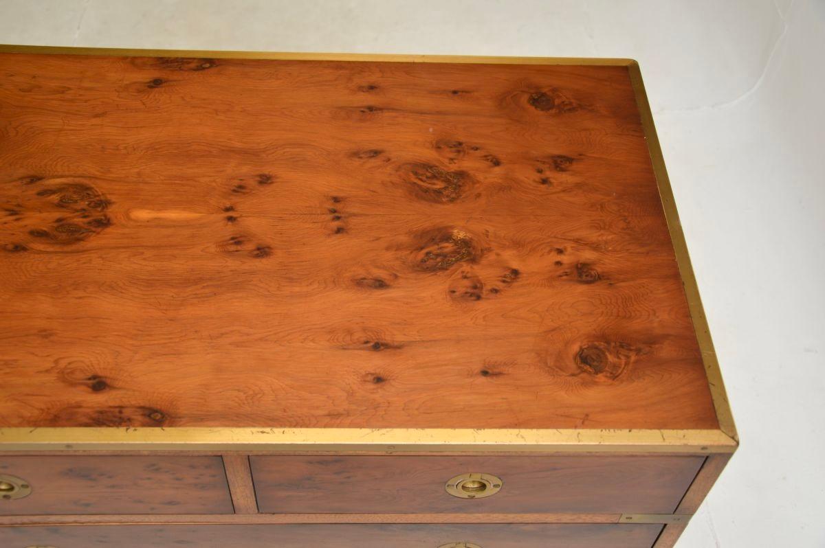 Antique Military Campaign Style Chest of Drawers in Yew Wood For Sale 2