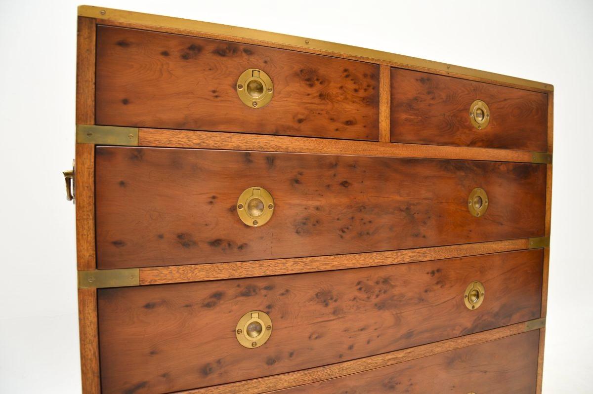Antique Military Campaign Style Chest of Drawers in Yew Wood For Sale 3