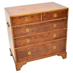 Antique Military Campaign Style Chest of Drawers in Yew Wood