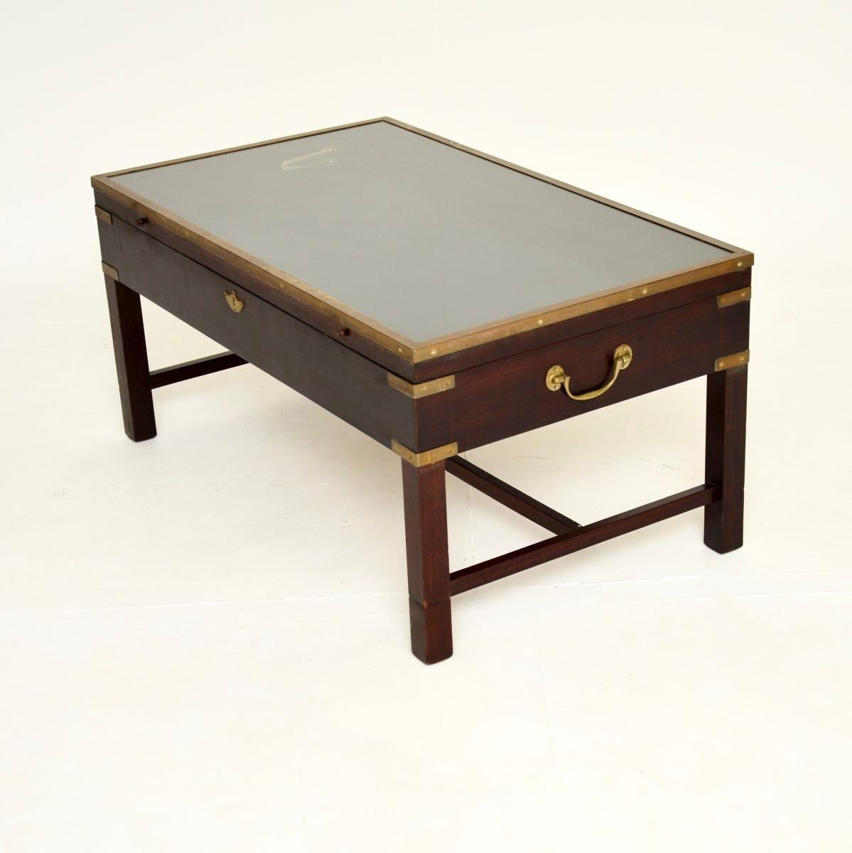 Mid-20th Century Antique Military Campaign Style Coffee / Display Table For Sale