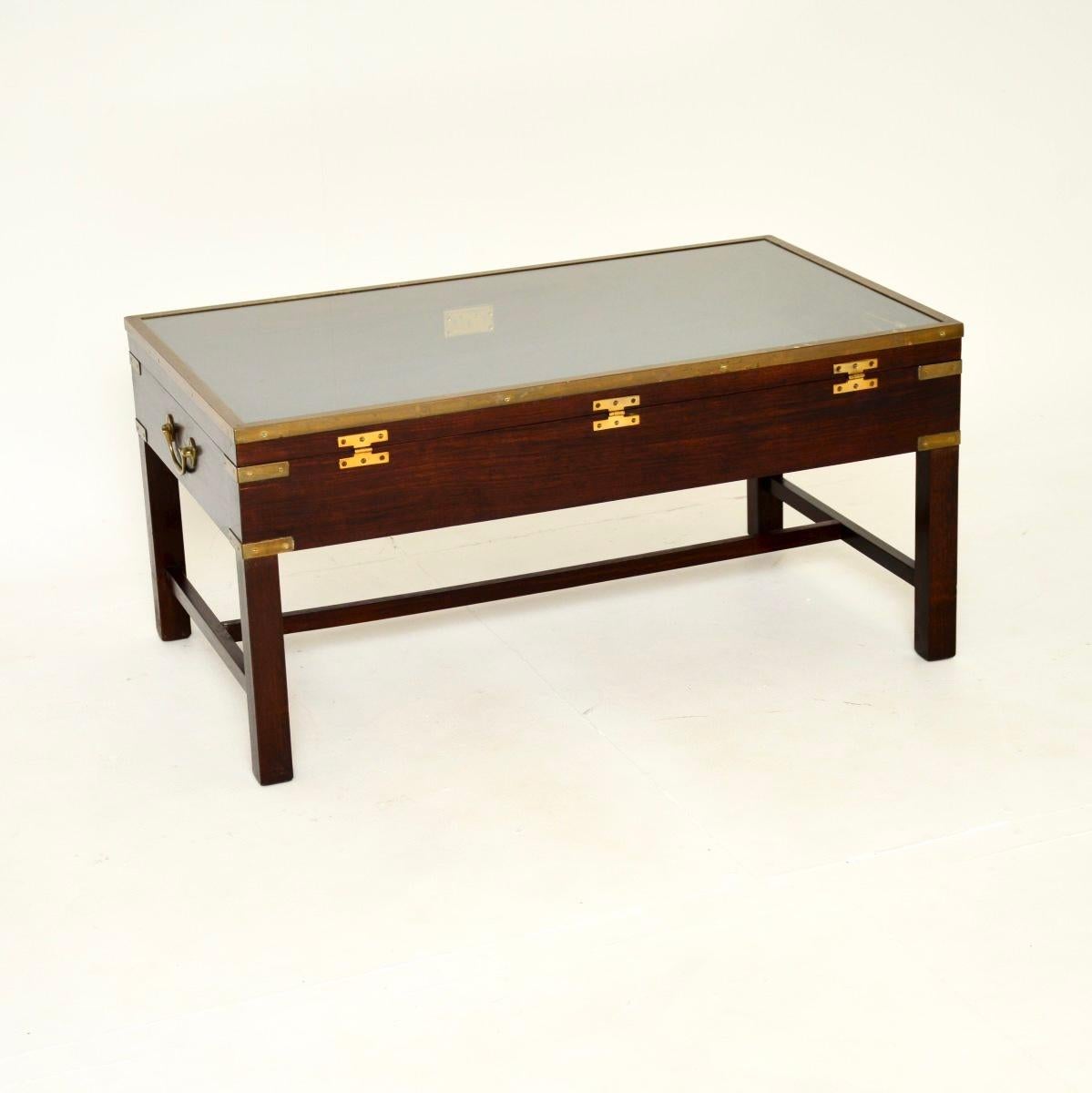 Brass Antique Military Campaign Style Coffee / Display Table For Sale