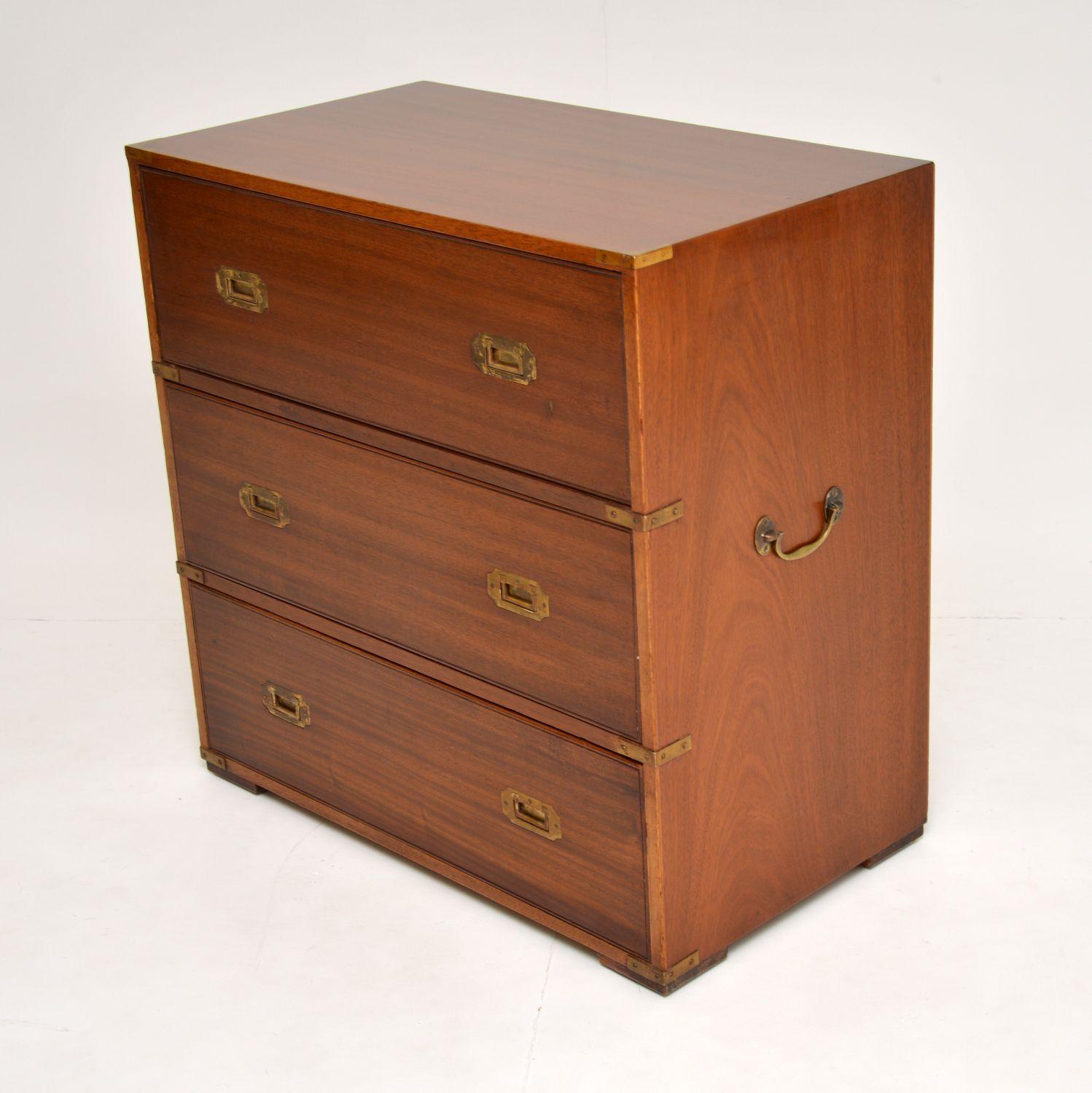 Antique Military Campaign Style Mahogany Chest of Drawers In Good Condition In London, GB
