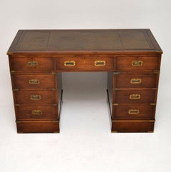 Antique Military Campaign Style Mahogany Desk