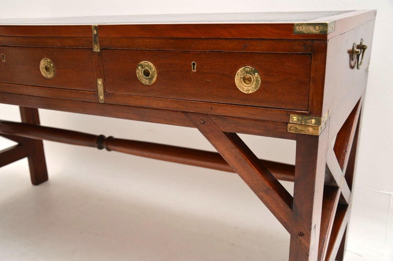 Antique Military Campaign Style Mahogany Leather Top Desk At 1stdibs