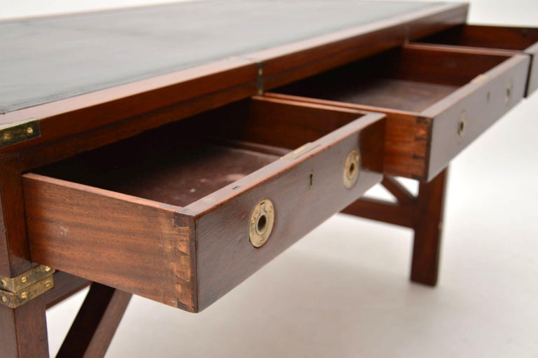 Antique Military Campaign Style Mahogany Leather Top Desk At 1stdibs