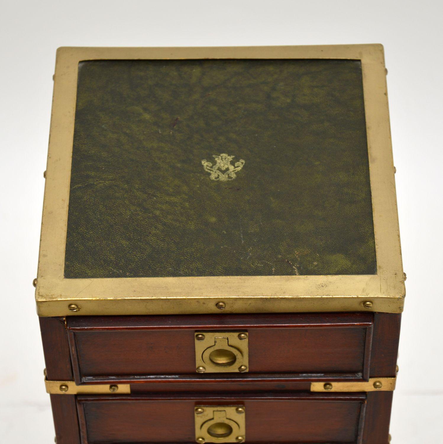 English Antique Military Campaign Style Mahogany Miniature Chest of Drawers