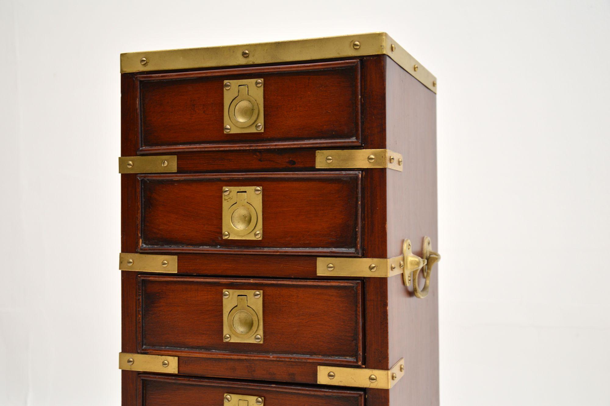 Antique Military Campaign Style Mahogany Miniature Chest of Drawers In Good Condition In London, GB