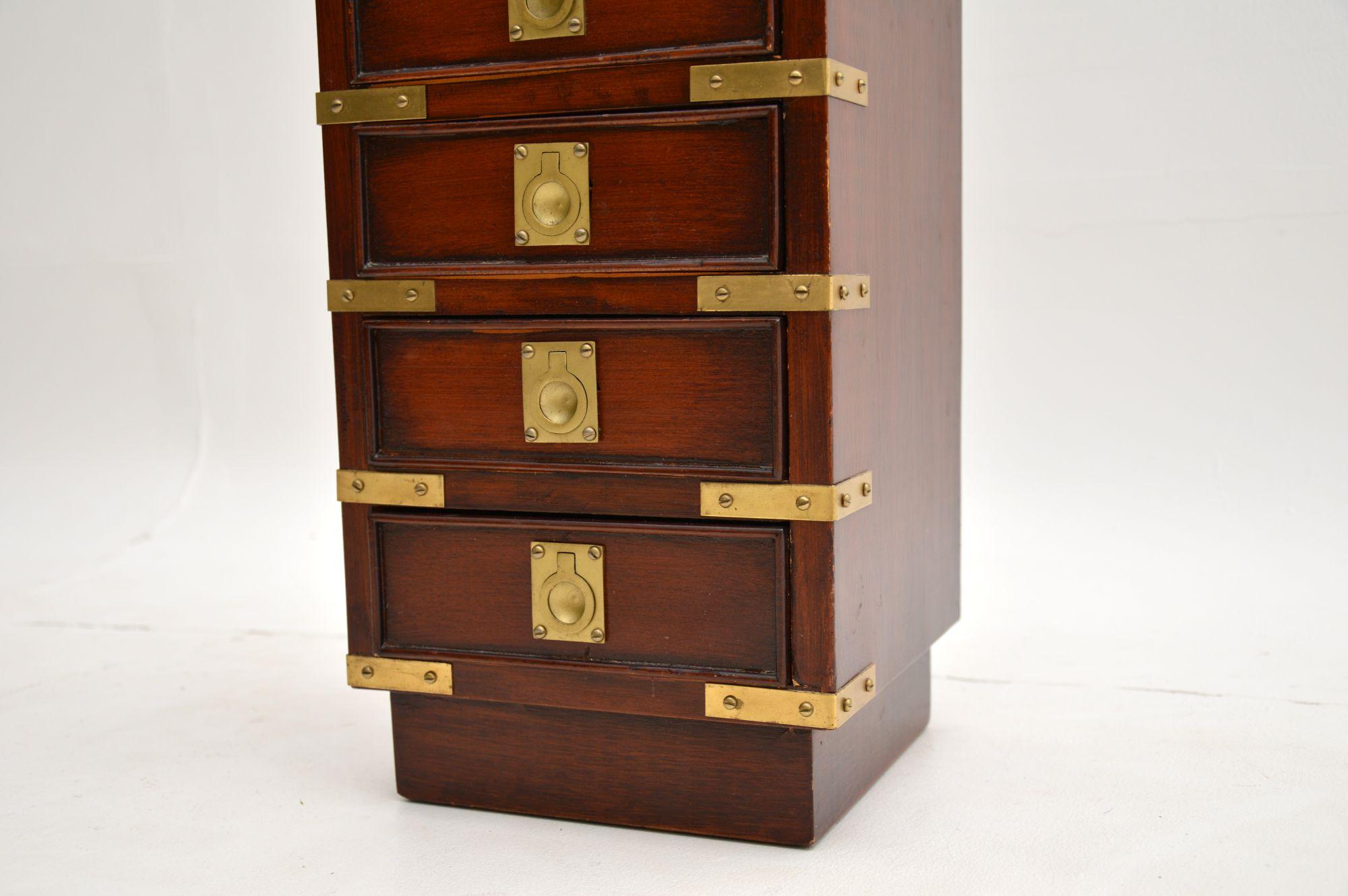 20th Century Antique Military Campaign Style Mahogany Miniature Chest of Drawers