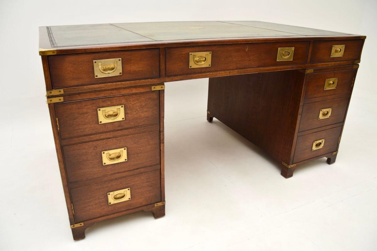 Antique Military Campaign Style Partners Desk 4