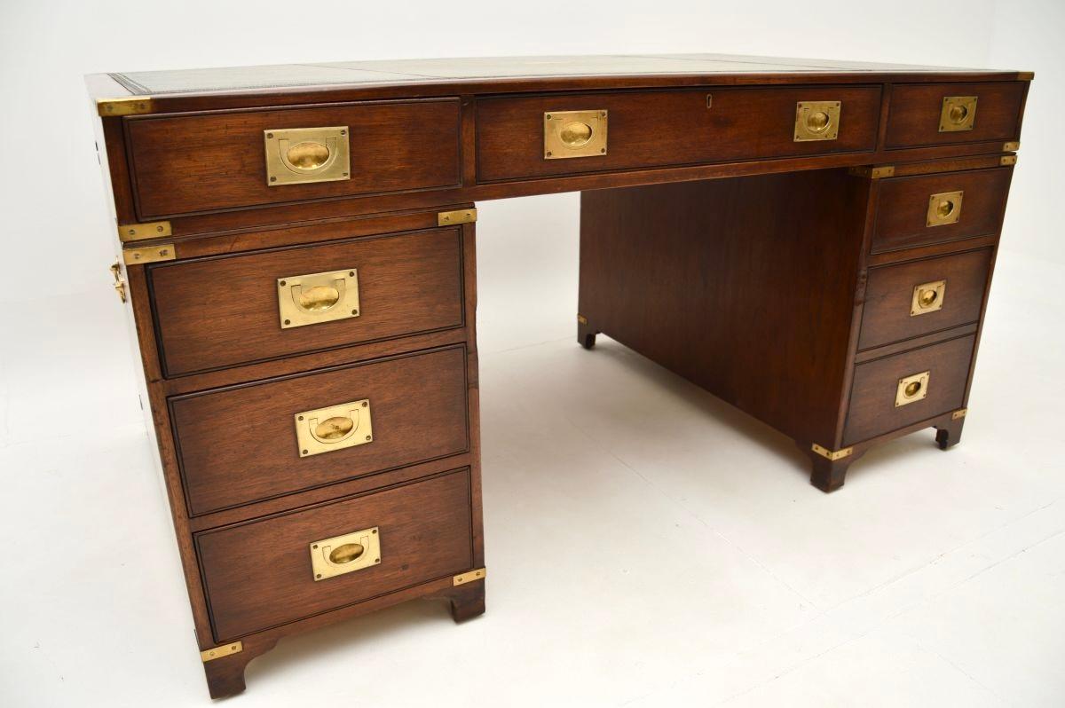 Antique Military Campaign Style Partners Desk 5