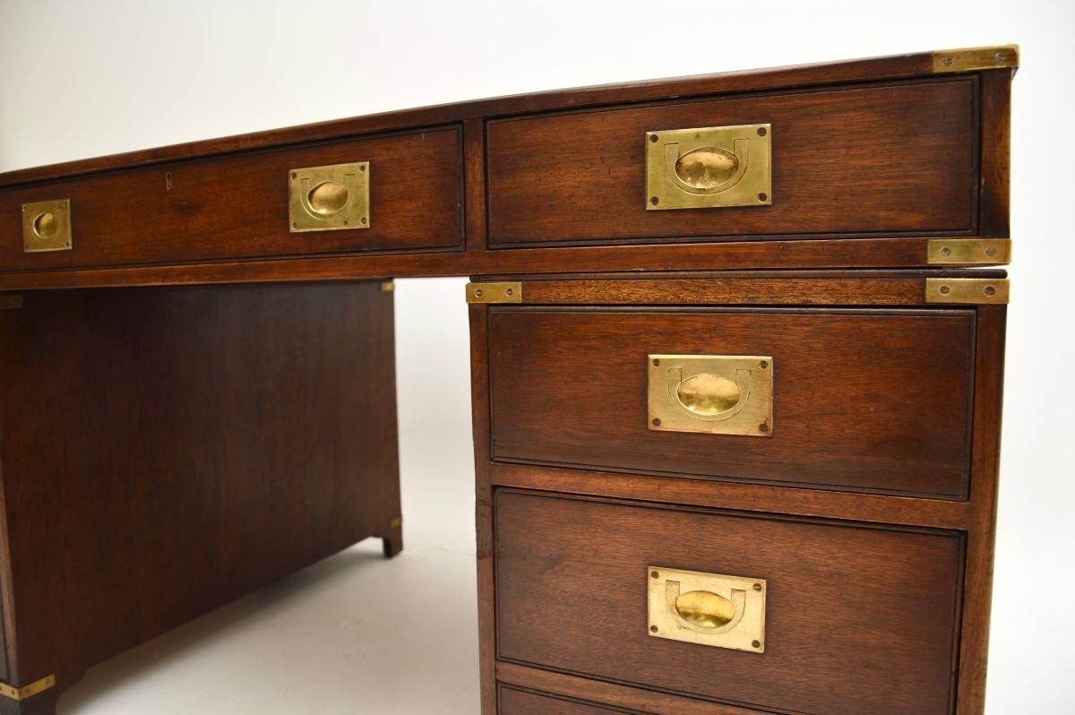 Antique Military Campaign Style Partners Desk 6
