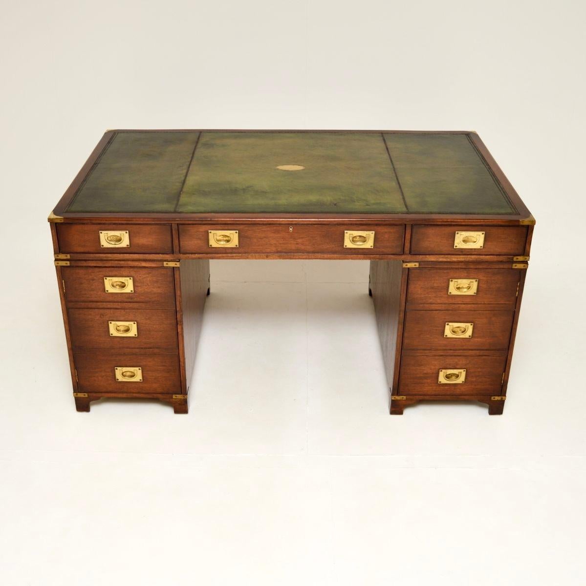 British Antique Military Campaign Style Partners Desk