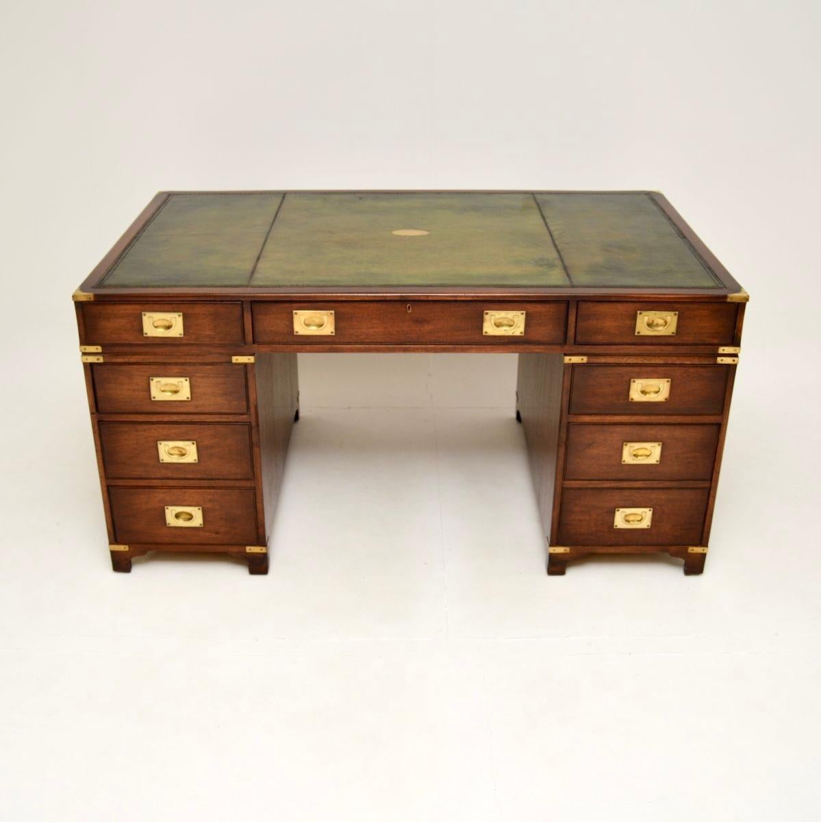 Antique Military Campaign Style Partners Desk In Good Condition In London, GB