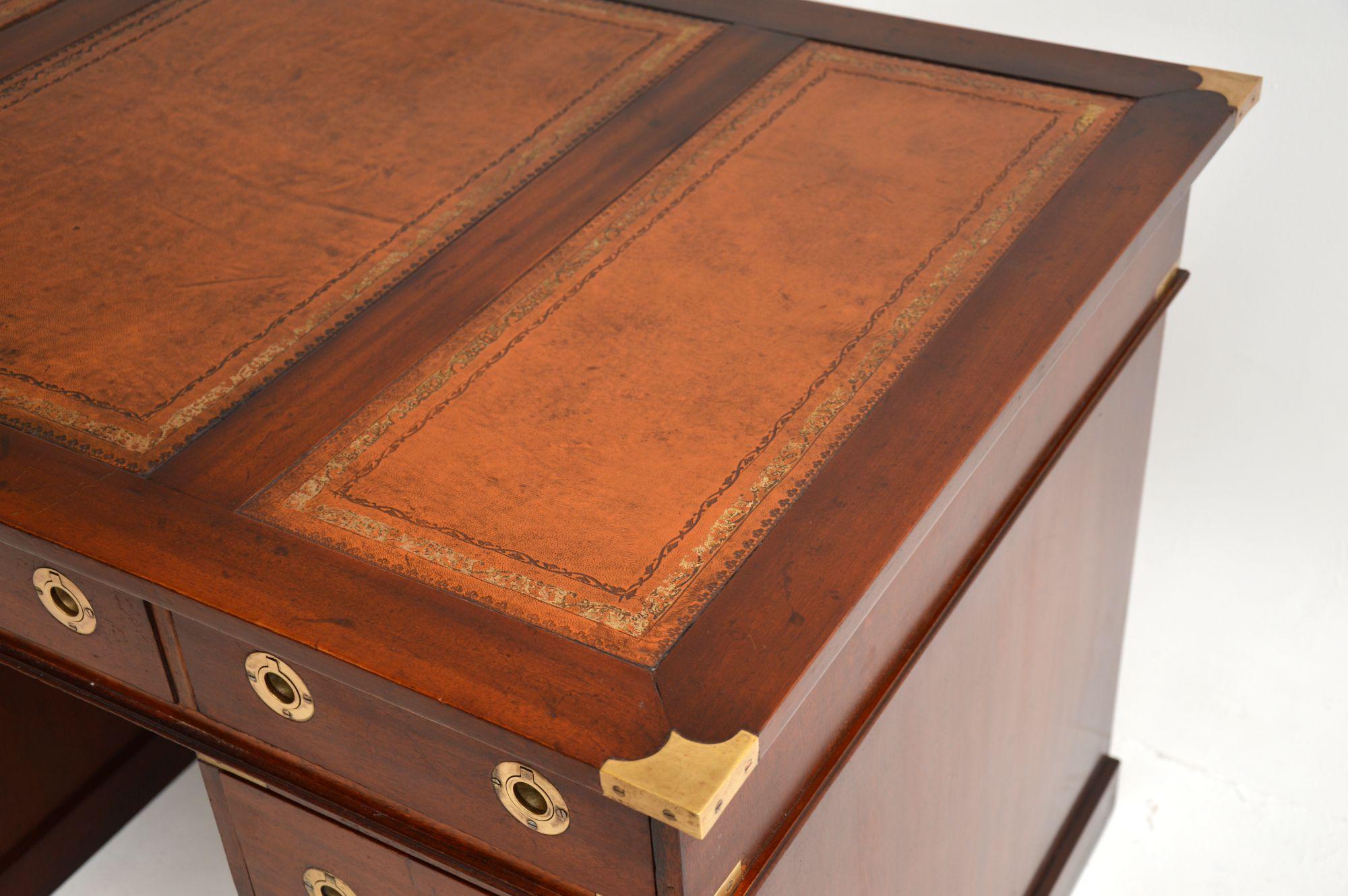 Antique Military Campaign Style Pedestal Desk 2