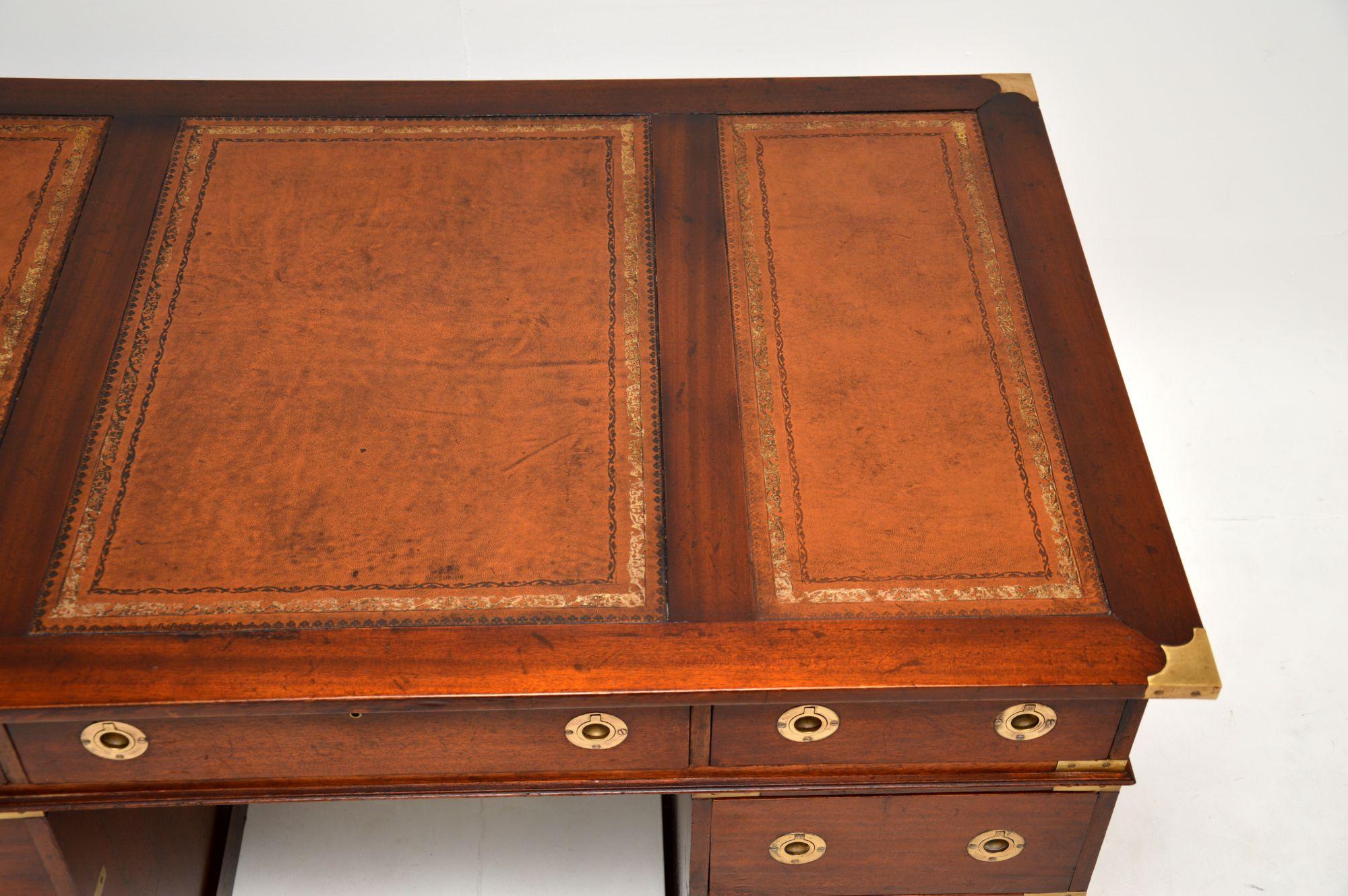 Antique Military Campaign Style Pedestal Desk 1