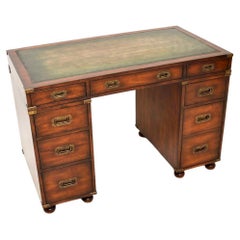 Used Military Campaign Style Pedestal Desk
