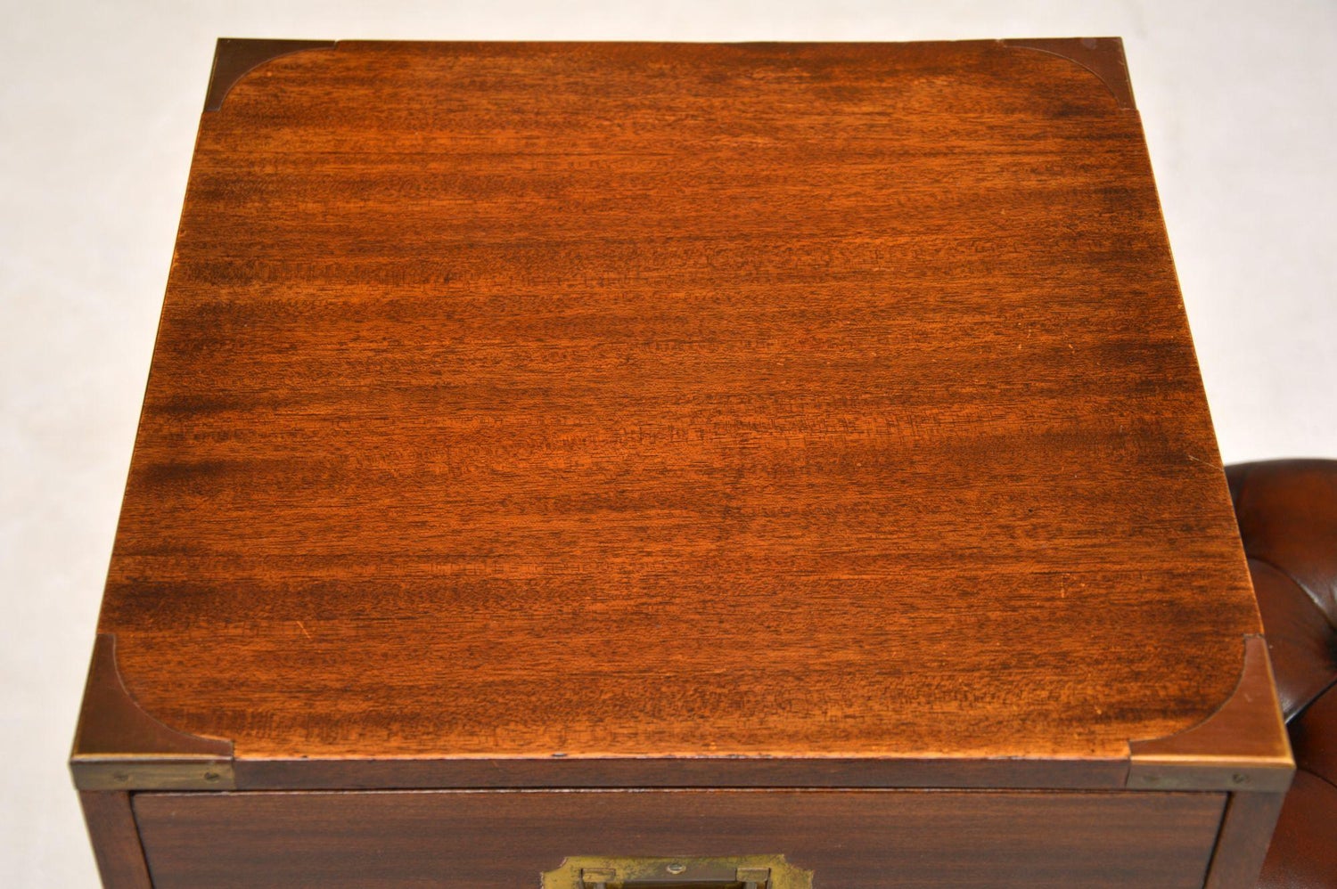 Antique Military Campaign Style Side Table Telephone Bench At