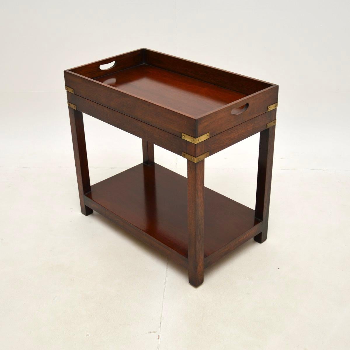 British Antique Military Campaign Style Tray Top Side Table For Sale