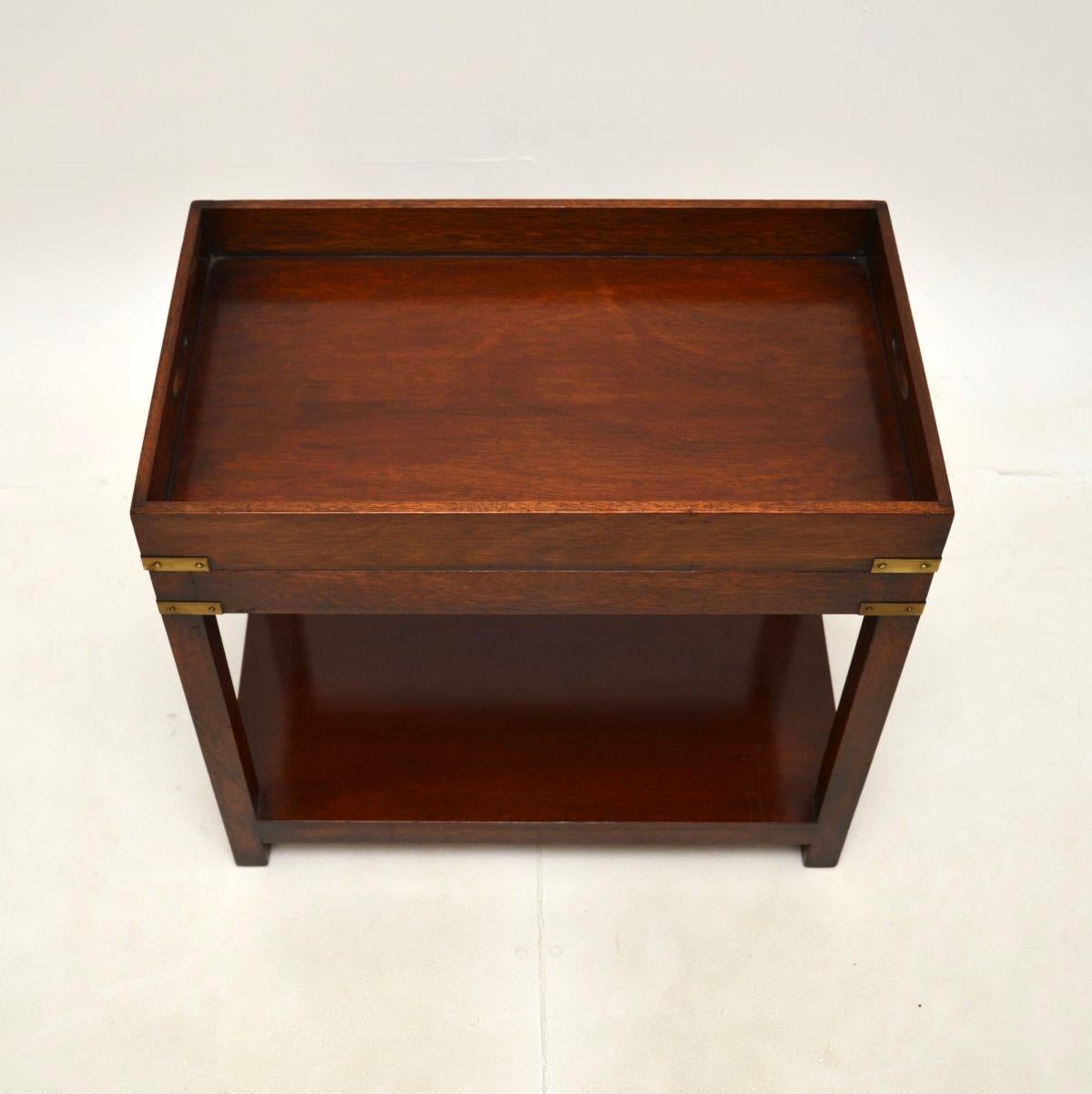 Mid-20th Century Antique Military Campaign Style Tray Top Side Table For Sale