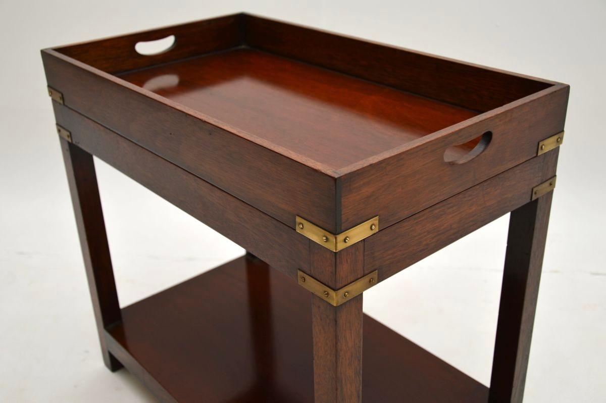 Brass Antique Military Campaign Style Tray Top Side Table For Sale