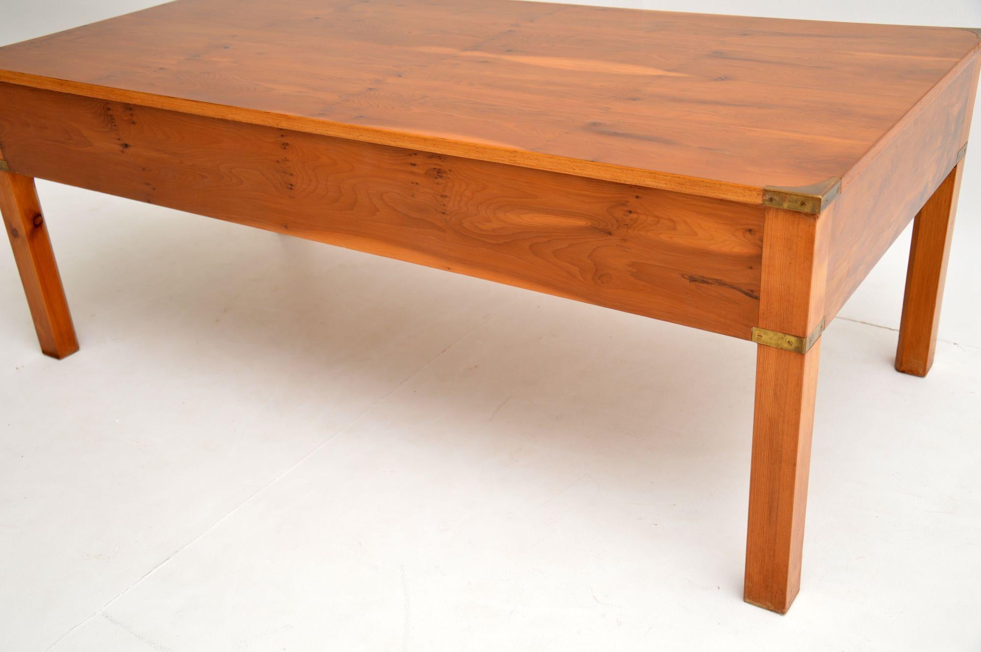 Antique Military Campaign Style Yew Wood Coffee Table 6
